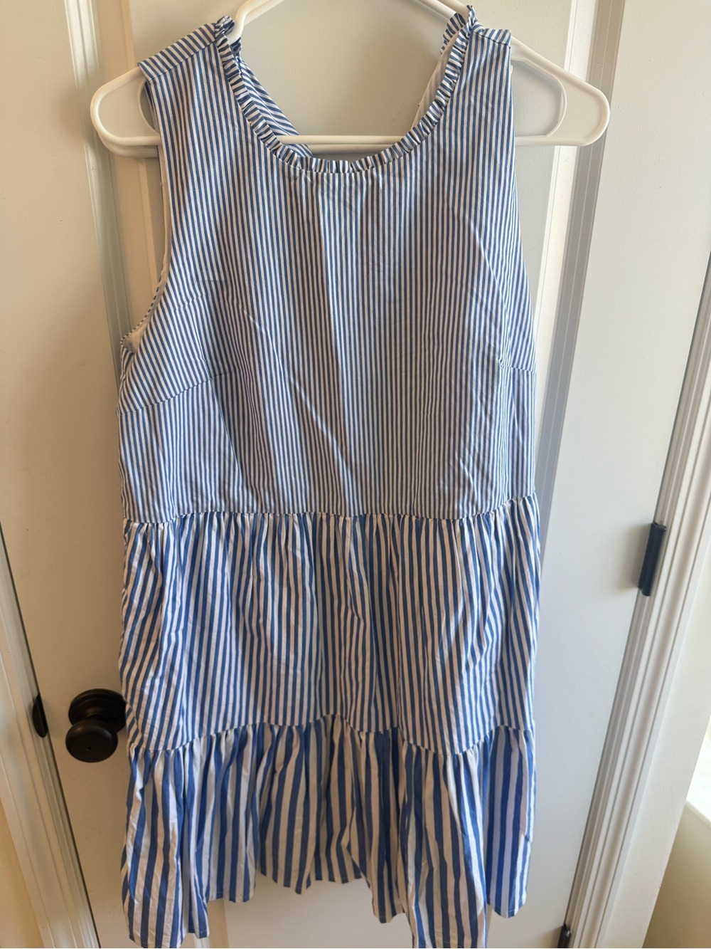 J. Crew Blue and White Striped Sleeveless Dress